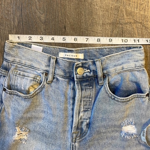PacSun Distressed High Rise Straight Leg Jeans Button Fly size 23 - Picture 16 of 17
